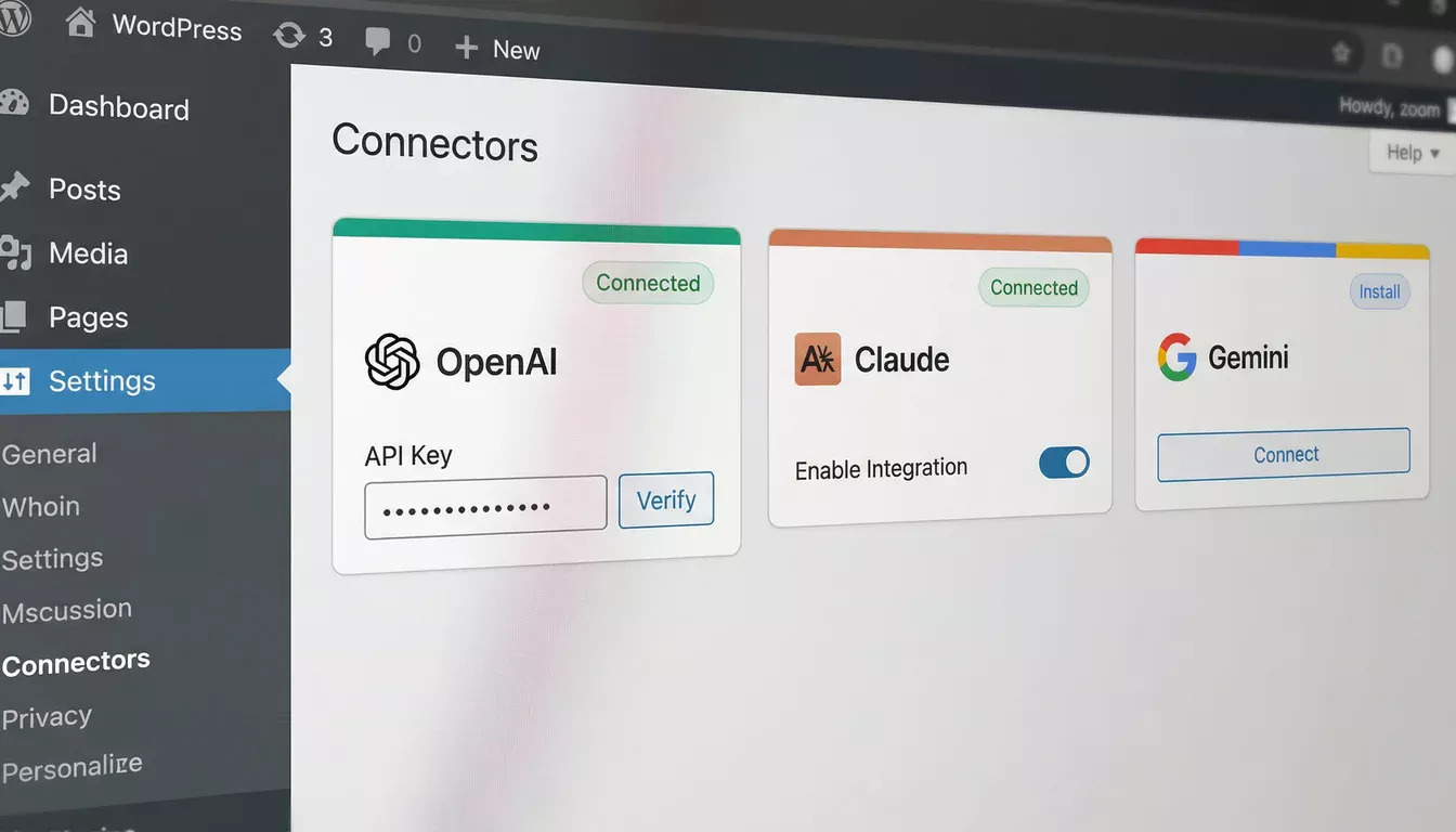 WordPress 7.0 Beta 2'deki yeni Bağlayıcılar sayfası